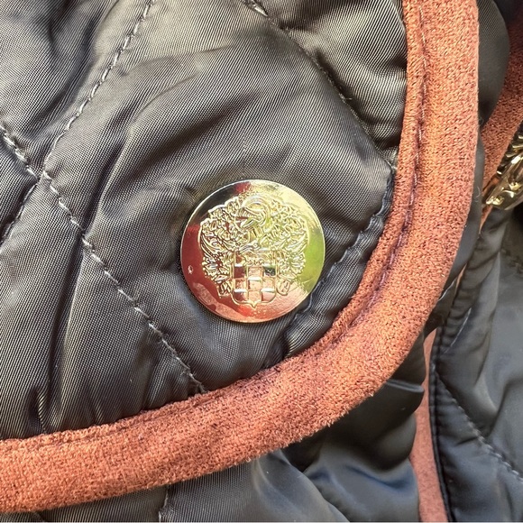 Vince Camuto Puffer Vest Green Brown Gold Accent - Picture 5 of 11